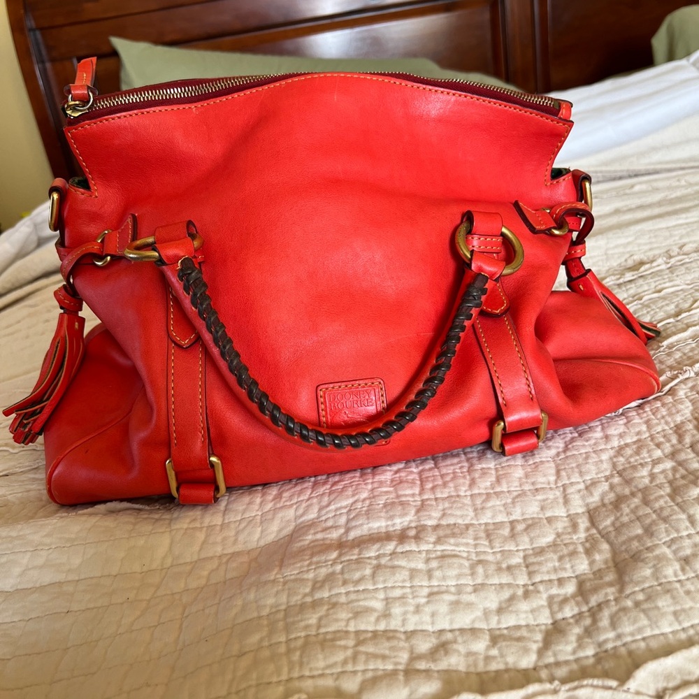 Dooney & Bourke Vibrant Red Florentine Leather Satchel - Picture 3 of 12